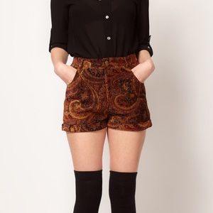 MINKPINK Hendrix Velvet Paisley Shorts - High-Waisted - Medium